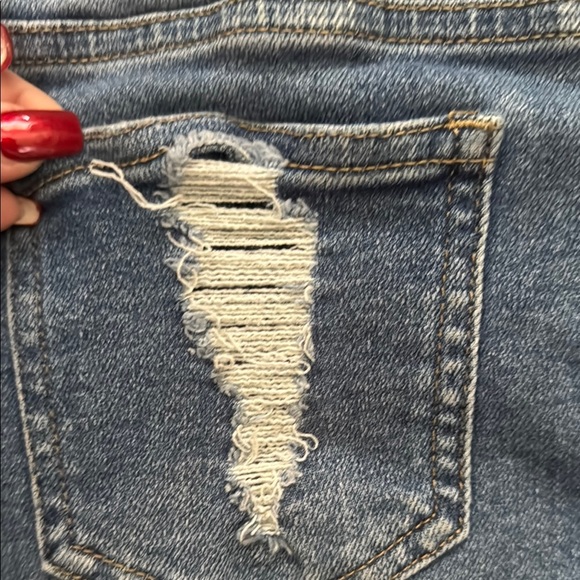 William Rast Blue Distressed Jean Shorts - Picture 5 of 9